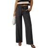 image:imageSidefeel Womens Wide Leg Jeans Low Waisted Stretchy Drawstring Puton Denim PantsBlack