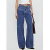 image:imageSidefeel Womens Wide Leg Jeans Low Waisted Stretchy Drawstring Puton Denim PantsDark Blue