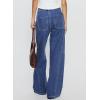 image:imageSidefeel Womens Wide Leg Jeans Low Waisted Stretchy Drawstring Puton Denim PantsDark Blue