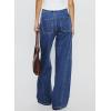 image:imageSidefeel Womens Wide Leg Jeans Low Waisted Stretchy Drawstring Puton Denim PantsDark Blue