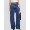 image:imageSidefeel Womens Wide Leg Jeans Low Waisted Stretchy Drawstring Puton Denim PantsDark Blue
