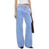 image:imageSidefeel Womens Wide Leg Jeans Low Waisted Stretchy Drawstring Puton Denim PantsIceland Blue
