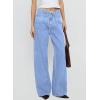 image:imageSidefeel Womens Wide Leg Jeans Low Waisted Stretchy Drawstring Puton Denim PantsIceland Blue