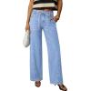 image:imageSidefeel Womens Wide Leg Jeans Low Waisted Stretchy Drawstring Puton Denim PantsIceland Blue
