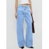 image:imageSidefeel Womens Wide Leg Jeans Low Waisted Stretchy Drawstring Puton Denim PantsIceland Blue