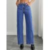 image:imageSidefeel Womens Wide Leg Jeans Low Waisted Stretchy Drawstring Puton Denim PantsLight Blue