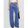 image:imageSidefeel Womens Wide Leg Jeans Low Waisted Stretchy Drawstring Puton Denim PantsLight Blue