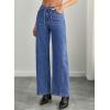 image:imageSidefeel Womens Wide Leg Jeans Low Waisted Stretchy Drawstring Puton Denim PantsLight Blue
