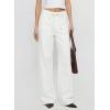 image:imageSidefeel Womens Wide Leg Jeans Low Waisted Stretchy Drawstring Puton Denim PantsWhite
