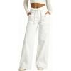 image:imageSidefeel Womens Wide Leg Jeans Low Waisted Stretchy Drawstring Puton Denim PantsWhite