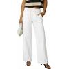 image:imageSidefeel Womens Wide Leg Jeans Low Waisted Stretchy Drawstring Puton Denim PantsWhite