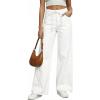 image:imageSidefeel Womens Wide Leg Jeans Low Waisted Stretchy Drawstring Puton Denim PantsWhite