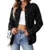 image:imageSidefeel Women Denim Shirt Long Sleeve Button Down Jean Shirts Casual Oversized Trendy Shacket Tops BlousesBlack