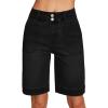 image:imageSidefeel Womens Bermuda Jean Shorts High Waisted Tummy Control Stretchy Denim Shorts with PocketsBlack