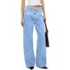 image:imageSidefeel Womens Wide Leg Jeans Low Waisted Stretchy Drawstring Puton Denim PantsIceland Blue