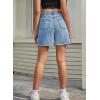 image:imageSidefeel Womens Jean Shorts High Waisted Stretchy Bermuda Raw Hem Denim Summer ShortsSky Blue
