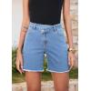 image:imageSidefeel Womens Jean Shorts High Waisted Stretchy Bermuda Raw Hem Denim Summer ShortsSky Blue