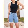 image:imageSidefeel Womens Jean Shorts High Waisted Stretchy Bermuda Raw Hem Denim Summer ShortsSky Blue