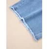 image:imageSidefeel Womens Jean Shorts High Waisted Stretchy Bermuda Raw Hem Denim Summer ShortsSky Blue