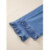 image:imageSidefeel Womens Jeans Wide Leg High Rise Stretchy Jeans Ruffle Hem Straight Leg Denim Pants with PocketsLight Blue