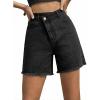 image:imageSidefeel Womens Jean Shorts High Waisted Stretchy Bermuda Raw Hem Denim Summer ShortsBlack