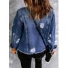 image:imageSidefeel Womens Denim Jacket Long Sleeve Button Distressed Ripped Zimbaplatinum Jean CoatA 1 Blue