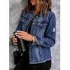 image:imageSidefeel Womens Denim Jacket Long Sleeve Button Distressed Ripped Zimbaplatinum Jean CoatA 1 Blue