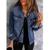 image:imageSidefeel Womens Denim Jacket Long Sleeve Button Distressed Ripped Zimbaplatinum Jean CoatA 1 Blue
