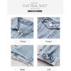 image:imageSidefeel Womens Denim Jacket Long Sleeve Button Distressed Ripped Zimbaplatinum Jean CoatA Sky Blue