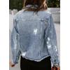 image:imageSidefeel Womens Denim Jacket Long Sleeve Button Distressed Ripped Zimbaplatinum Jean CoatA Sky Blue