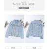 image:imageSidefeel Womens Denim Jacket Long Sleeve Button Distressed Ripped Zimbaplatinum Jean CoatA Sky Blue