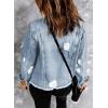 image:imageSidefeel Womens Denim Jacket Long Sleeve Button Distressed Ripped Zimbaplatinum Jean CoatA Sky Blue