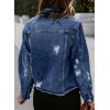 image:imageSidefeel Womens Denim Jacket Long Sleeve Button Distressed Ripped Zimbaplatinum Jean CoatBluing