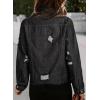 image:imageSidefeel Womens Denim Jacket Long Sleeve Button Distressed Ripped Zimbaplatinum Jean CoatDeep Black
