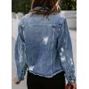 image:imageSidefeel Womens Denim Jacket Long Sleeve Button Distressed Ripped Zimbaplatinum Jean CoatIceland Blue