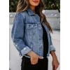image:imageSidefeel Womens Denim Jacket Long Sleeve Button Distressed Ripped Zimbaplatinum Jean CoatIceland Blue