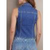 image:imageSidefeel Womens Denim Vest Lapel Sleeveless Button Down Crop Trendy Cowgirl Outfit Jean Vest TopBlue