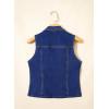 image:imageSidefeel Womens Denim Vest Lapel Sleeveless Button Down Crop Trendy Cowgirl Outfit Jean Vest TopDark Blue