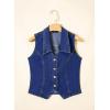 image:imageSidefeel Womens Denim Vest Lapel Sleeveless Button Down Crop Trendy Cowgirl Outfit Jean Vest TopDark Blue