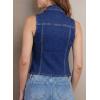 image:imageSidefeel Womens Denim Vest Lapel Sleeveless Button Down Crop Trendy Cowgirl Outfit Jean Vest TopDark Blue