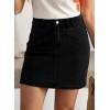 image:imageSidefeel Womens Summer Jean Skirt 2026 High Waist Button Stretch Knee Length Denim SkortBlack