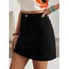 image:imageSidefeel Womens Summer Jean Skirt 2026 High Waist Button Stretch Knee Length Denim SkortBlack