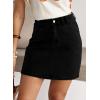 image:imageSidefeel Womens Summer Jean Skirt 2026 High Waist Button Stretch Knee Length Denim SkortBlack