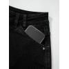 image:imageSidefeel Womens Summer Jean Skirt 2026 High Waist Button Stretch Knee Length Denim SkortBlack