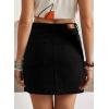 image:imageSidefeel Womens Summer Jean Skirt 2026 High Waist Button Stretch Knee Length Denim SkortBlack