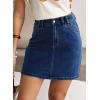 image:imageSidefeel Womens Summer Jean Skirt 2026 High Waist Button Stretch Knee Length Denim SkortBluing