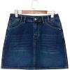 image:imageSidefeel Womens Summer Jean Skirt 2026 High Waist Button Stretch Knee Length Denim SkortBluing
