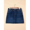 image:imageSidefeel Womens Summer Jean Skirt 2026 High Waist Button Stretch Knee Length Denim SkortBluing