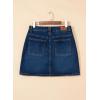 image:imageSidefeel Womens Summer Jean Skirt 2026 High Waist Button Stretch Knee Length Denim SkortBluing