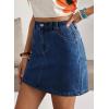 image:imageSidefeel Womens Summer Jean Skirt 2026 High Waist Button Stretch Knee Length Denim SkortBluing
